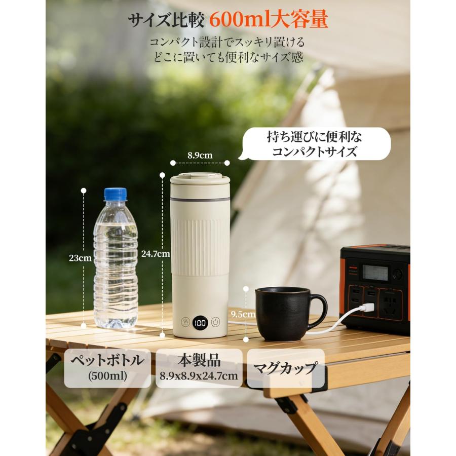 電気ケトル 小型 600ml ポータブルケトル 6段階温度調節 携帯用 海外