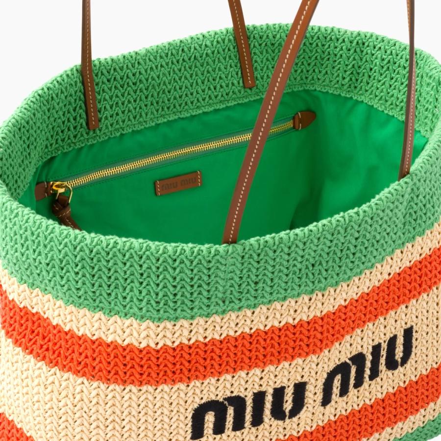 ミュウミュウ MIU MIU ラフィアxコットン トートバッグ