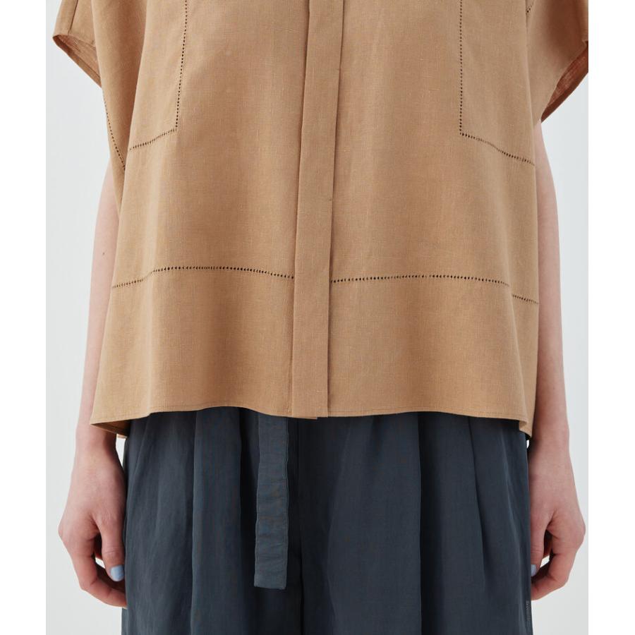 GALERIE VIE フレンチリネンスタンドカラーシャツ GALERIE VIE ブラウス シャツ フレンチリネン スタンドカラー