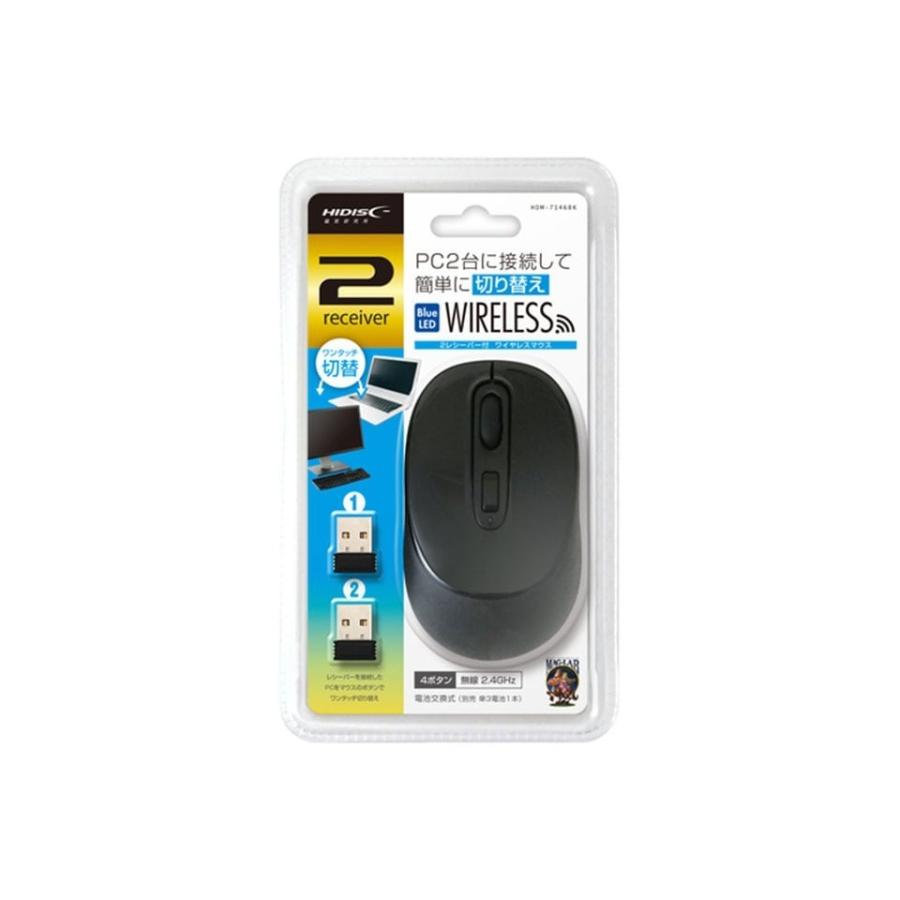 新品】HIDISC (HDM-7146BK) ワイヤレスマウス (2レシーバー付