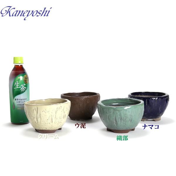 盆栽販売　山野草　植木鉢　陶器　おしゃれ　サイズ　１４ｃｍ　萬古焼　山草鉢　ＫＮ０００７　手造風丸　４号　織部 |  | 02