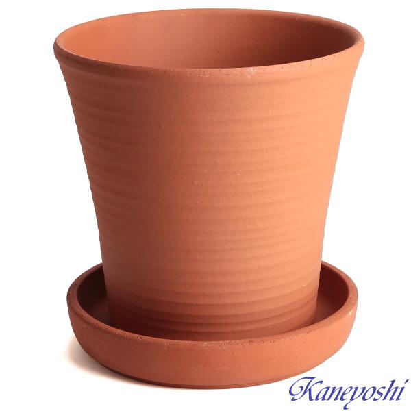 植木鉢 おしゃれ 安い 陶器 サイズ 22cm オーキッド 7号 赤焼 受皿付