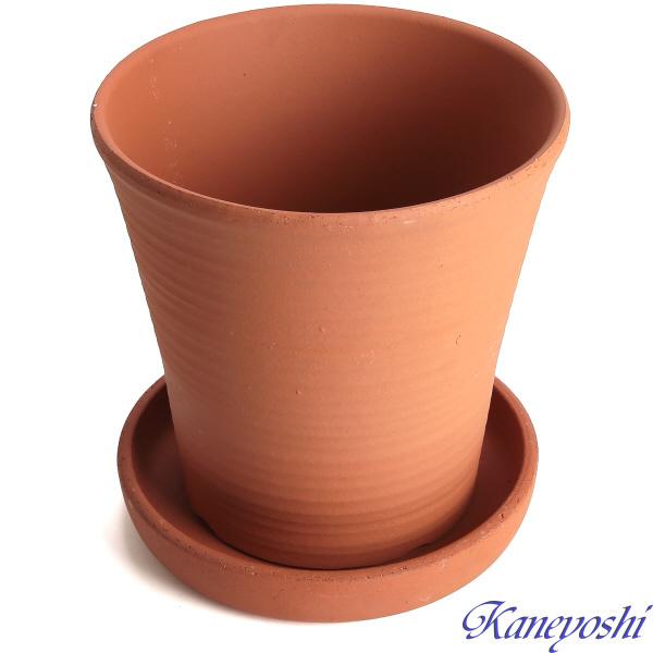 植木鉢 おしゃれ 安い 陶器 サイズ 22cm オーキッド 7号 赤焼 受皿付