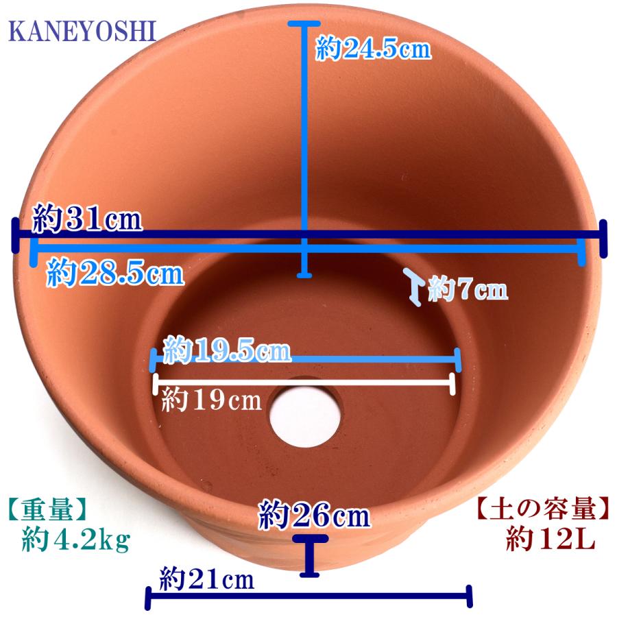 植木鉢 おしゃれ 安い 陶器 サイズ 31cm ハーブのかおり 10号 赤焼 室内 屋外 レンガ 色 |  | 03
