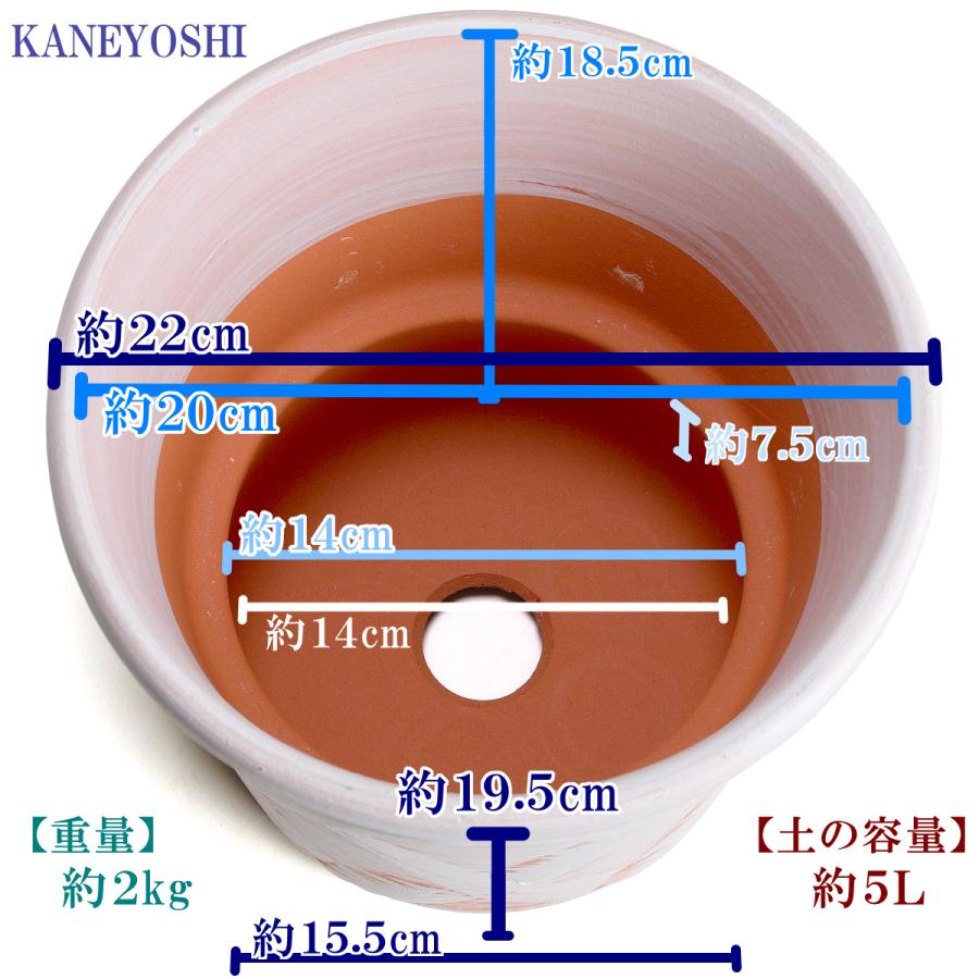 植木鉢 おしゃれ 安い 陶器 サイズ 22cm ハーブのかおり 7号 ホワイトビスク 室内 屋外 レンガ 色 |  | 03