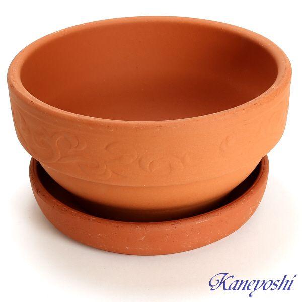 植木鉢 おしゃれ 安い 陶器 サイズ 25cm ガーデナー 8号 赤焼 受皿付 室内 屋外レンガ 色 |  | 01