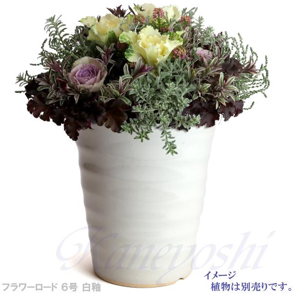 植木鉢 おしゃれ 安い 陶器 サイズ 19.5cm フラワーロード 6号 白釉 室内 屋外 ホワイト 白 色 |  | 07