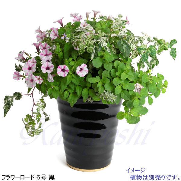 植木鉢 おしゃれ 安い 陶器 サイズ 19.5cm フラワーロード 6号 黒 室内 屋外 ブラック 色 |  | 05