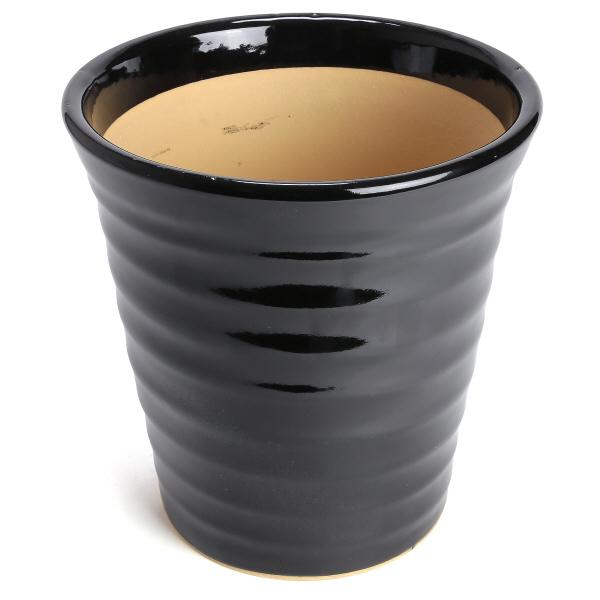 植木鉢 おしゃれ 安い 陶器 サイズ 25.5cm フラワーロード 8号 黒 室内 屋外 ブラック 色 |  | 02