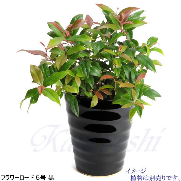 植木鉢 おしゃれ 安い 陶器 サイズ 16.5cm フラワーロード 5号 黒 室内 屋外 ブラック 色 |  | 09