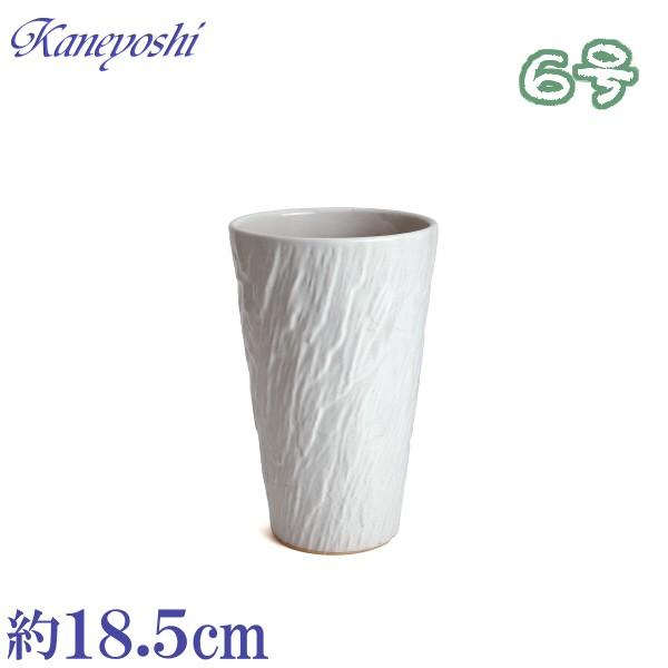 植木鉢 おしゃれ 安い 陶器 サイズ 18.5cm ログストーン 6号 白釉 室内 屋外 ホワイト 白 色 | 