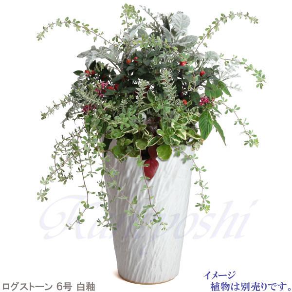 植木鉢 おしゃれ 安い 陶器 サイズ 18.5cm ログストーン 6号 白釉 室内 屋外 ホワイト 白 色 |  | 08