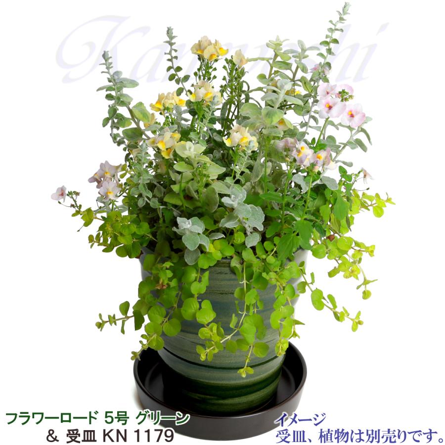 植木鉢 おしゃれ 安い 陶器 サイズ 16cm フラワーロード 5号 グリーン 室内 屋外 緑 色 |  | 12