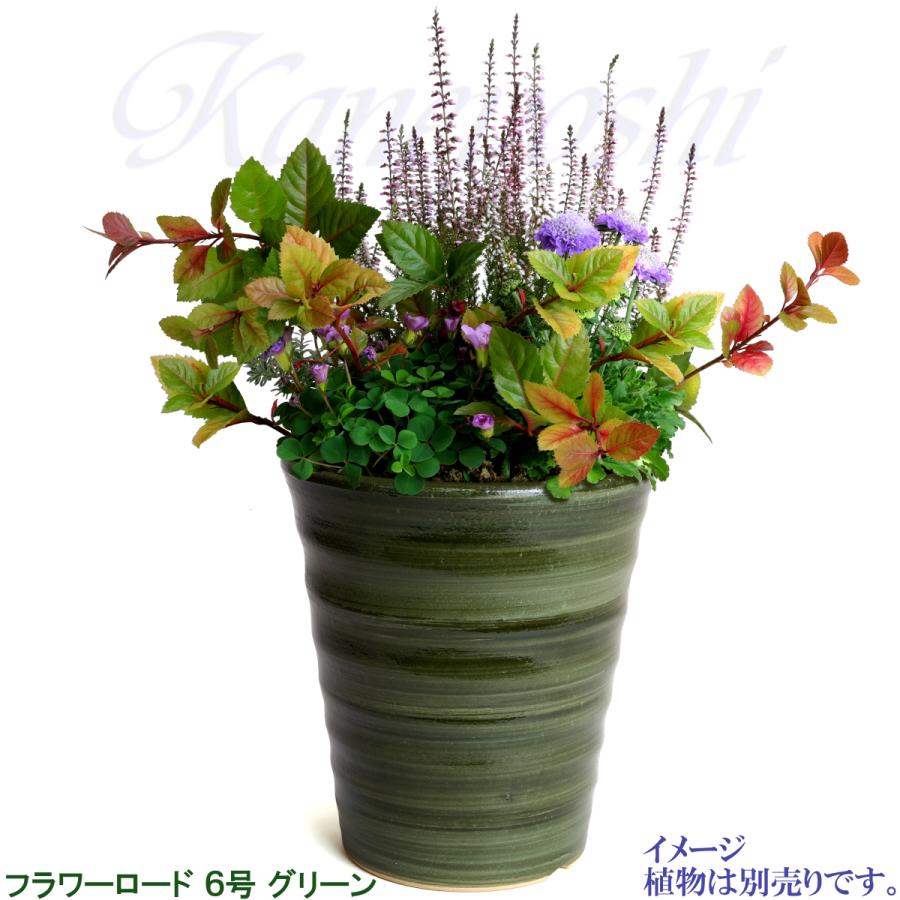 植木鉢 おしゃれ 安い 陶器 サイズ 19cm フラワーロード 6号 グリーン 室内 屋外 緑 色 |  | 07