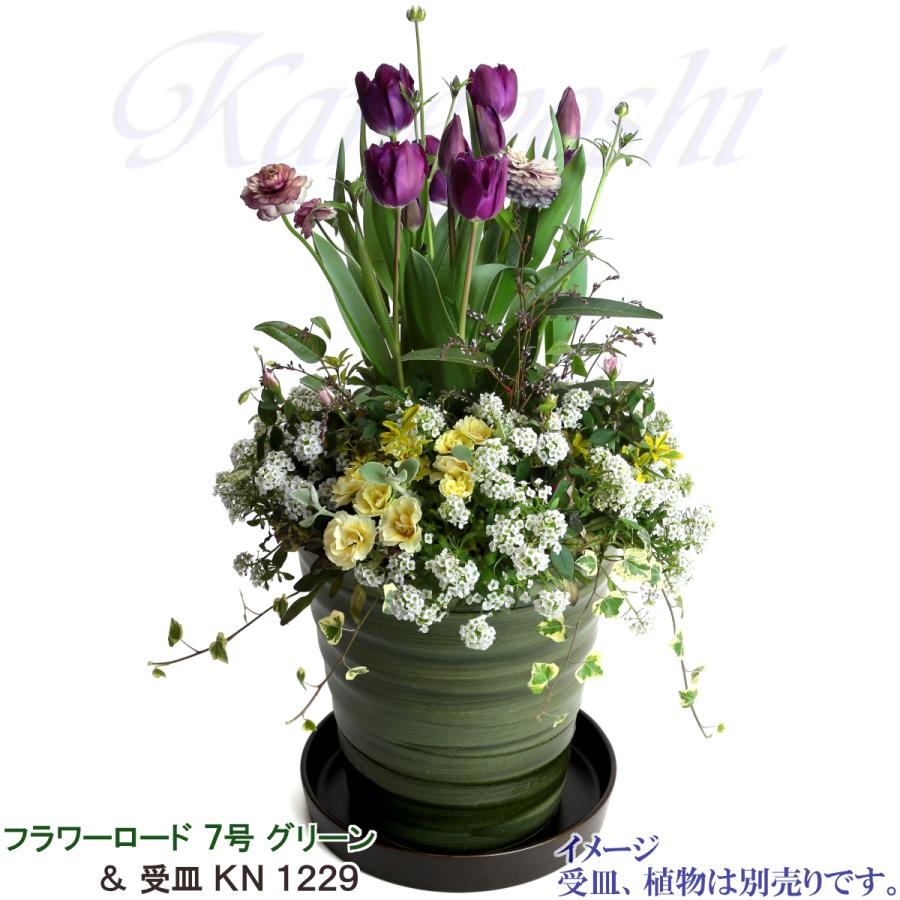 植木鉢 おしゃれ 安い 陶器 サイズ 21.5cm フラワーロード ７号 グリーン 室内 屋外 緑 色 |  | 11