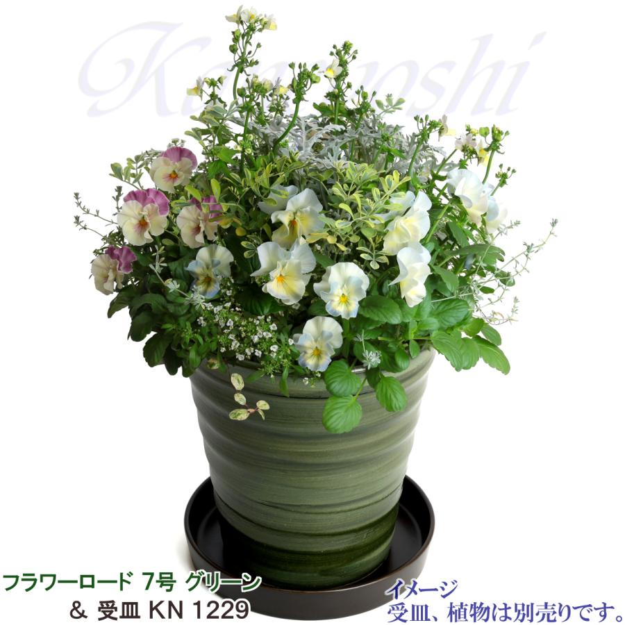植木鉢 おしゃれ 安い 陶器 サイズ 21.5cm フラワーロード ７号 グリーン 室内 屋外 緑 色 |  | 12