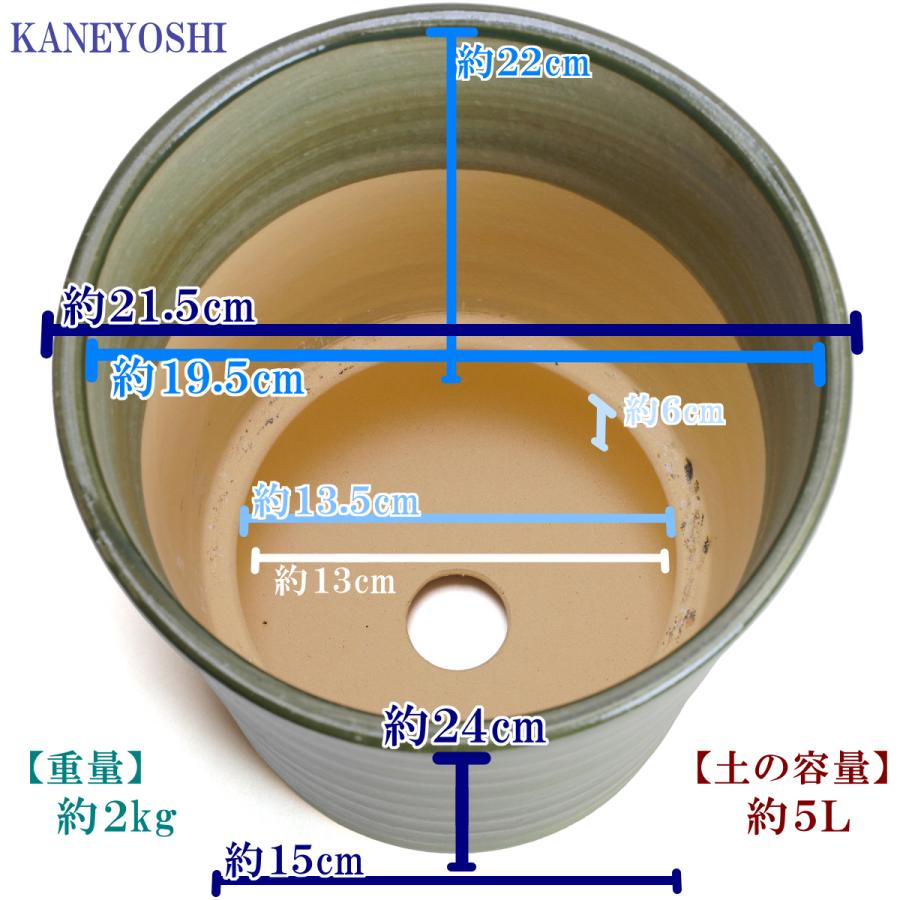 植木鉢 おしゃれ 安い 陶器 サイズ 21.5cm フラワーロード ７号 グリーン 室内 屋外 緑 色 |  | 03