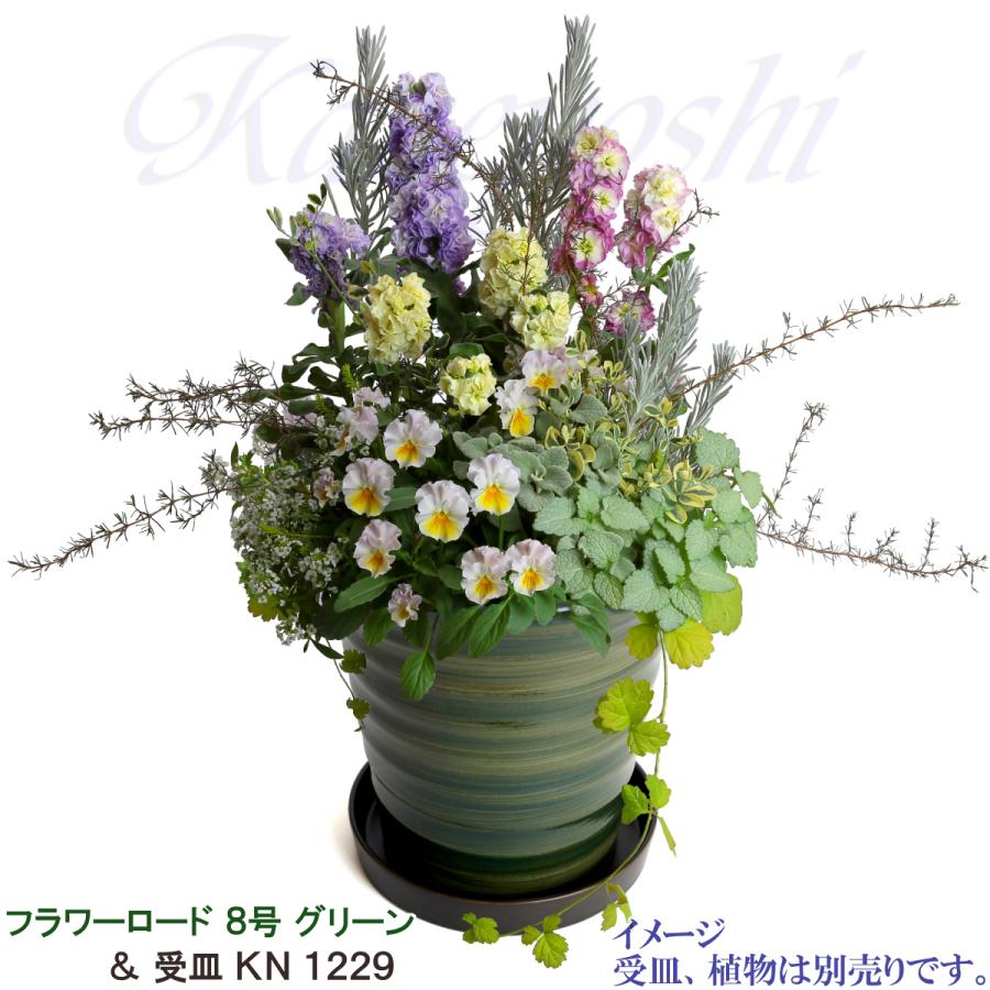 植木鉢 おしゃれ 安い 陶器 サイズ 24.5cm フラワーロード 8号 グリーン 室内 屋外 緑 色 |  | 11