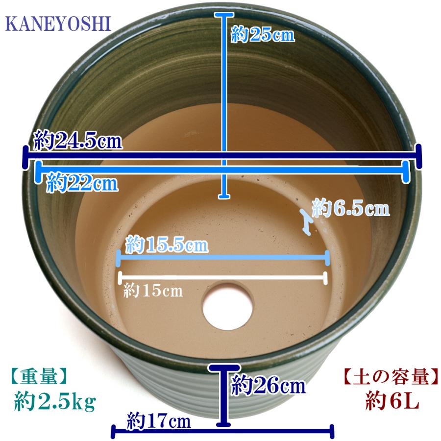 植木鉢 おしゃれ 安い 陶器 サイズ 24.5cm フラワーロード 8号 グリーン 室内 屋外 緑 色 |  | 03