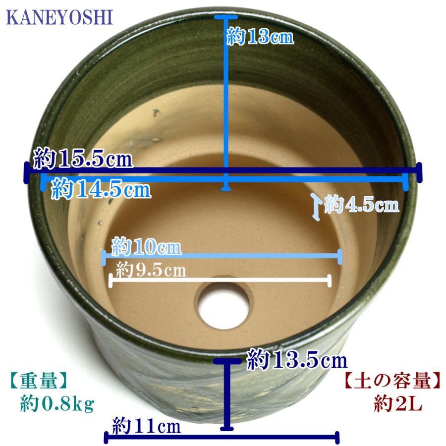 植木鉢 おしゃれ 安い 陶器 サイズ 16cm ハーブのかおり 5号 グリーン 室内 屋外 緑 色 |  | 03