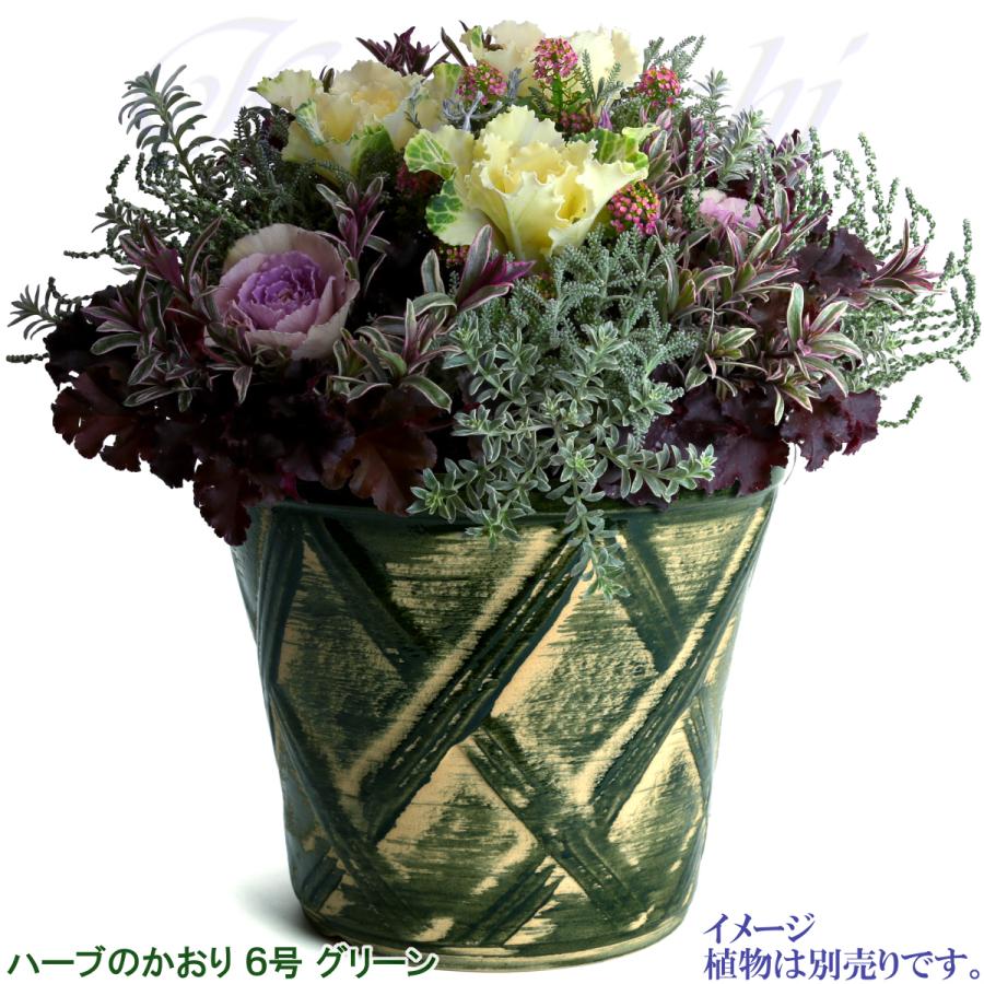 植木鉢 おしゃれ 安い 陶器 サイズ 19cm ハーブのかおり 6号 グリーン 室内 屋外 緑 色 |  | 08