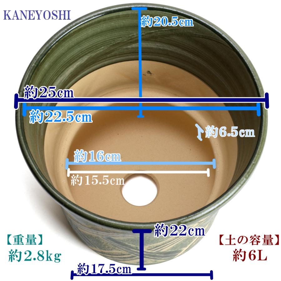 植木鉢 おしゃれ 安い 陶器 サイズ 25cm ハーブのかおり 8号 グリーン 室内 屋外 緑 色 |  | 03