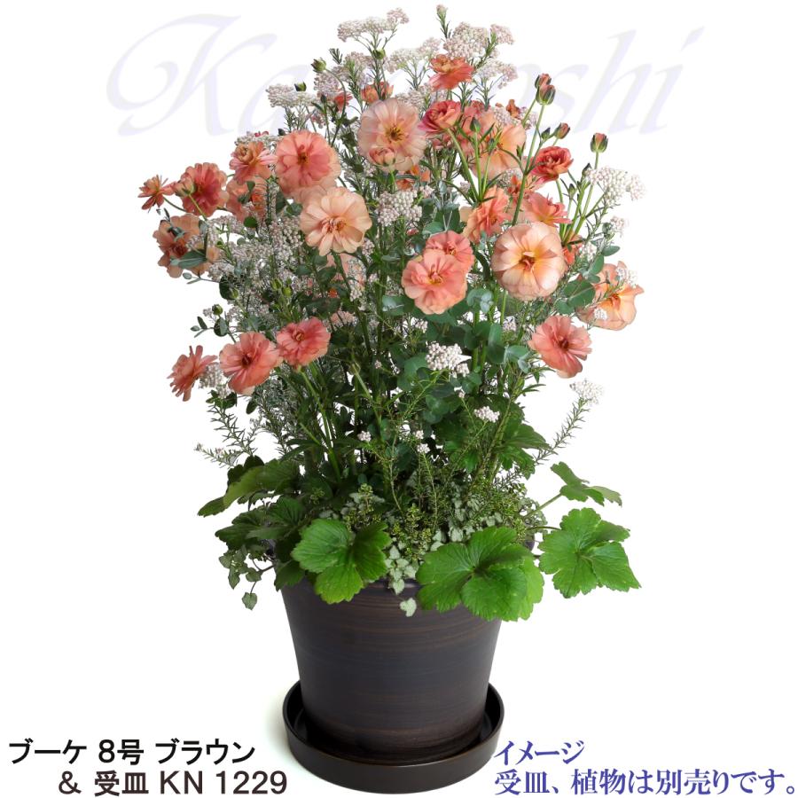 植木鉢 おしゃれ 安い 陶器 サイズ 25.5cm ブーケ 8号 ブラウン 室内 屋外 茶 色 |  | 11