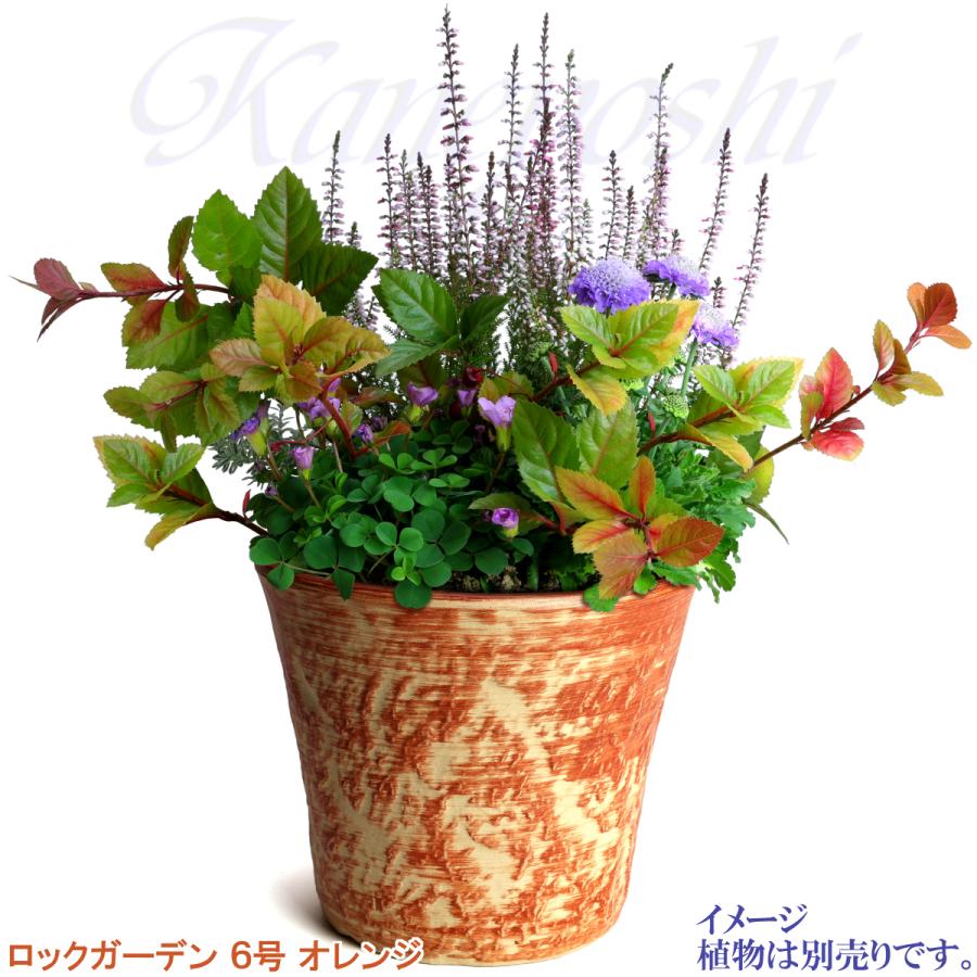 植木鉢 おしゃれ 安い 陶器 サイズ 19cm ロックガーデン 6号 オレンジ 室内 屋外 レンガ 色 |  | 09