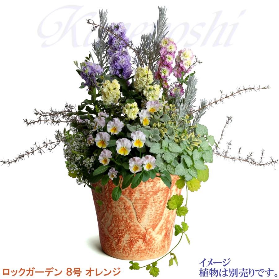植木鉢 おしゃれ 安い 陶器 サイズ 26cm ロックガーデン 8号 オレンジ 室内 屋外 レンガ 色 |  | 07