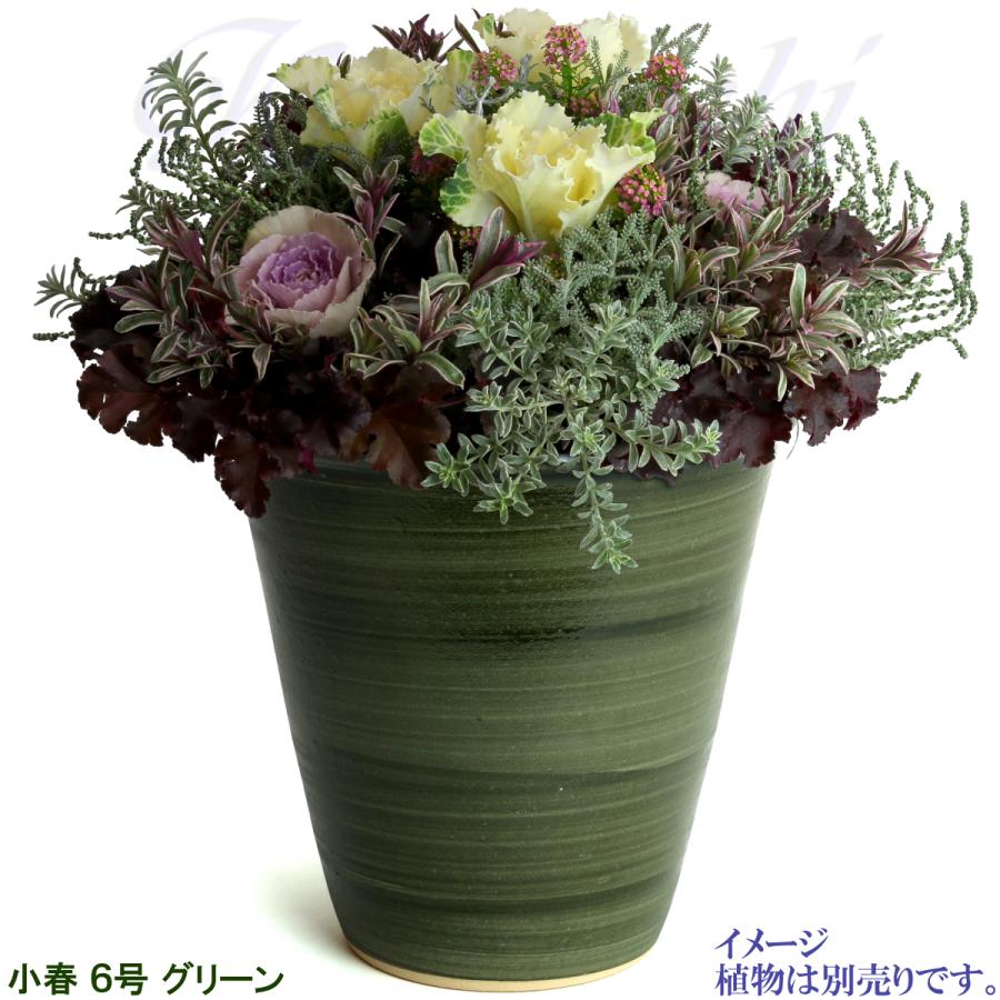 植木鉢 おしゃれ 安い 陶器 サイズ 19cm 小春 6号 グリーン 室内 屋外 緑 色 |  | 07