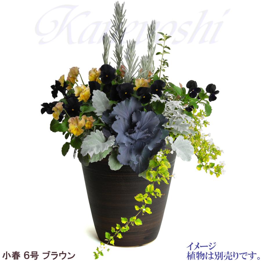 植木鉢 おしゃれ 安い 陶器 サイズ 19cm 小春 6号 ブラウン 室内 屋外 茶 色 |  | 08