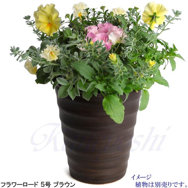 植木鉢 おしゃれ 安い 陶器 サイズ 16cm フラワーロード 5号 ブラウン 室内 屋外 茶 色 |  | 09