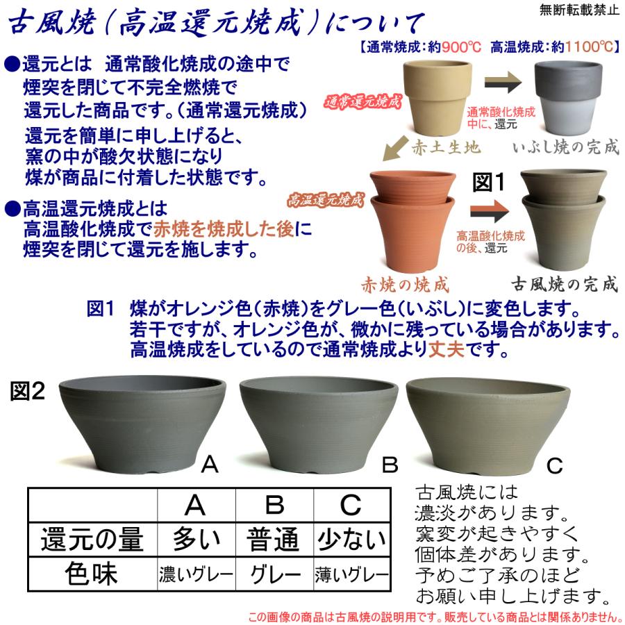 植木鉢 おしゃれ 安い 陶器 サイズ 29.5cm バリウス 9号 古風焼 室内 屋外 グレー 色 |  | 17
