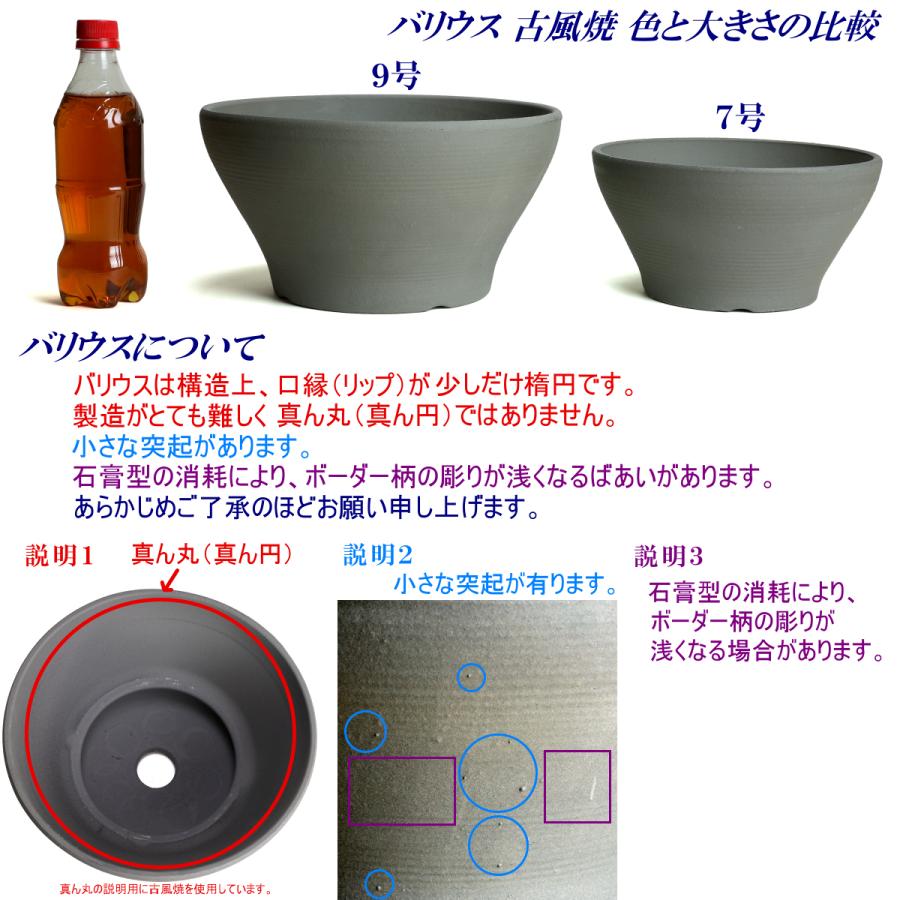 植木鉢 おしゃれ 安い 陶器 サイズ 29.5cm バリウス 9号 古風焼 室内 屋外 グレー 色 |  | 05