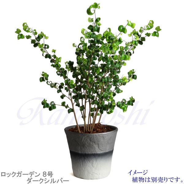 植木鉢 おしゃれ 安い 陶器 サイズ 25.5cm ロックガーデン 8号 ダークシルバー 室内 屋外 グレー 銀 色 |  | 12