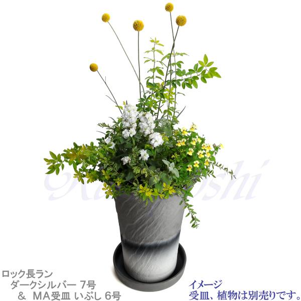 植木鉢 おしゃれ 安い 陶器 サイズ 22cm ロック長ラン 7号 ダークシルバー 室内 屋外 グレー 銀 色 |  | 12