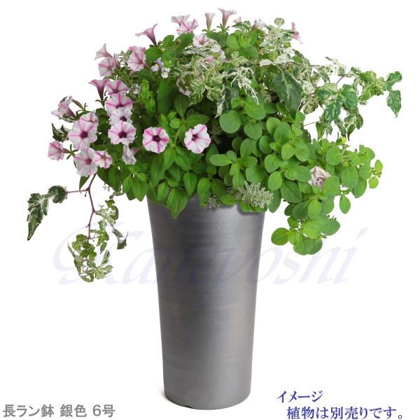 植木鉢 おしゃれ 安い 陶器 サイズ 18.5cm 長ラン鉢 6号 銀色 室内 屋外 いぶし グレー 色 |  | 11