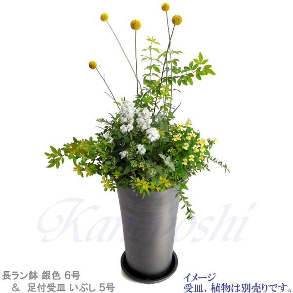 植木鉢 おしゃれ 安い 陶器 サイズ 18.5cm 長ラン鉢 6号 銀色 室内 屋外 いぶし グレー 色 |  | 13