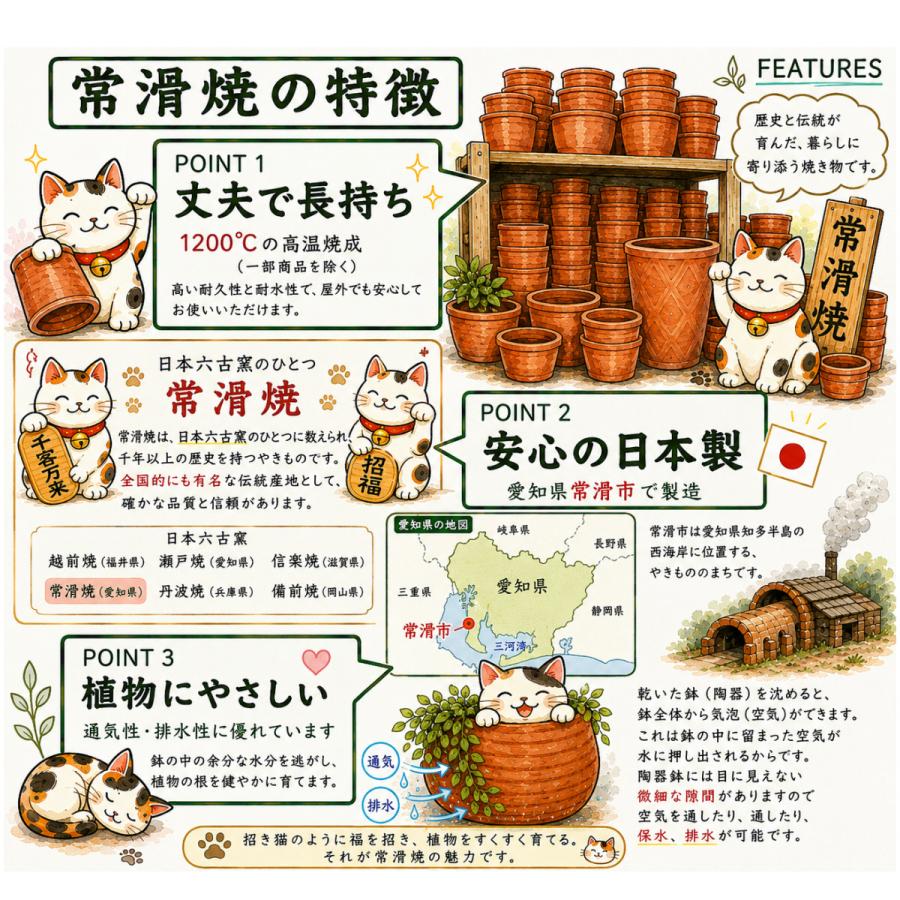 植木鉢 おしゃれ 安い 陶器 サイズ 1６cm ＨＷ尻丸鉢 ５号 素焼 レンガ色 室内 屋外 テラコッタ 色 国産 日本製 |  | 10