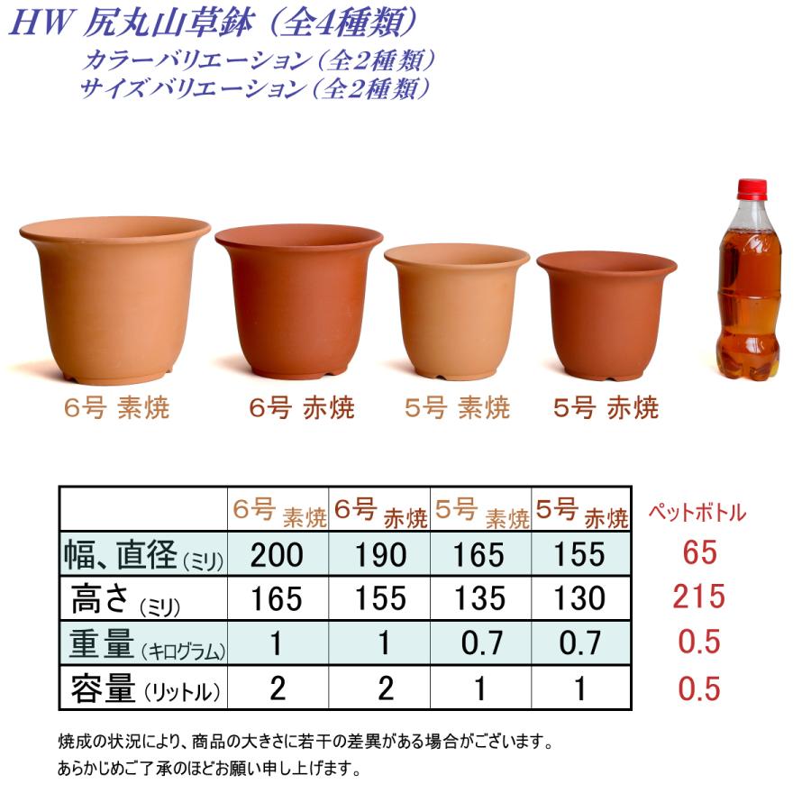 植木鉢 おしゃれ 安い 陶器 サイズ 1５cm ＨＷ尻丸鉢 ５号 赤焼 レンガ色 室内 屋外 テラコッタ 色 国産 日本製 菊 福助 |  | 09