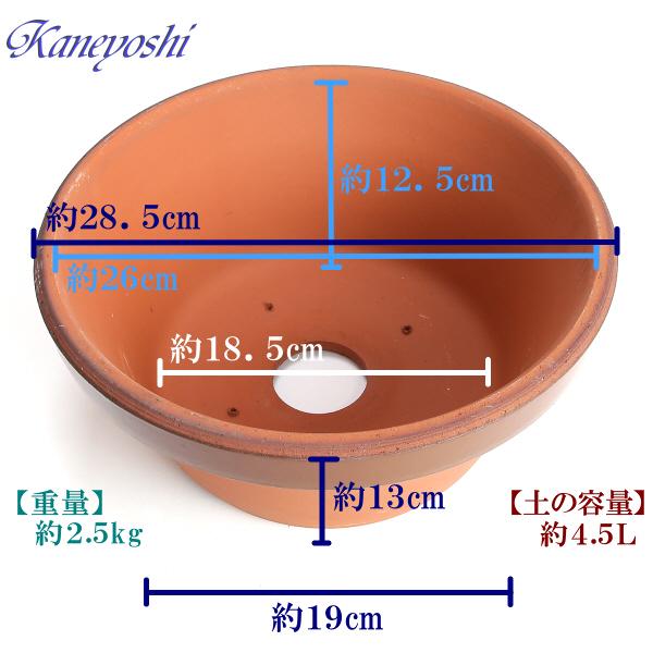 植木鉢 おしゃれ 安い 陶器 サイズ 28cm ダ温鉢 浅 9号 レンガ色 室内 屋外 テラコッタ 色 国産 日本製｜docchan｜04