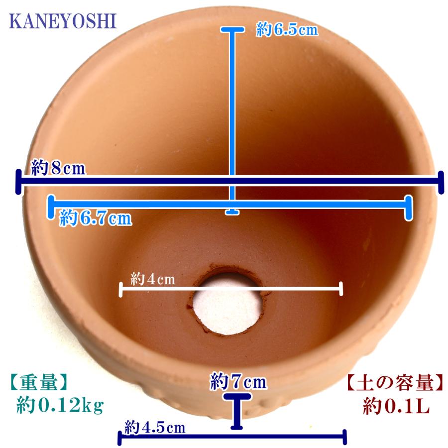 植木鉢 おしゃれ 安い 陶器 サイズ 8cm ＢＳＫ 2.5号 素焼 レンガ色 室内 屋外 テラコッタ 色 国産 日本製 |  | 03