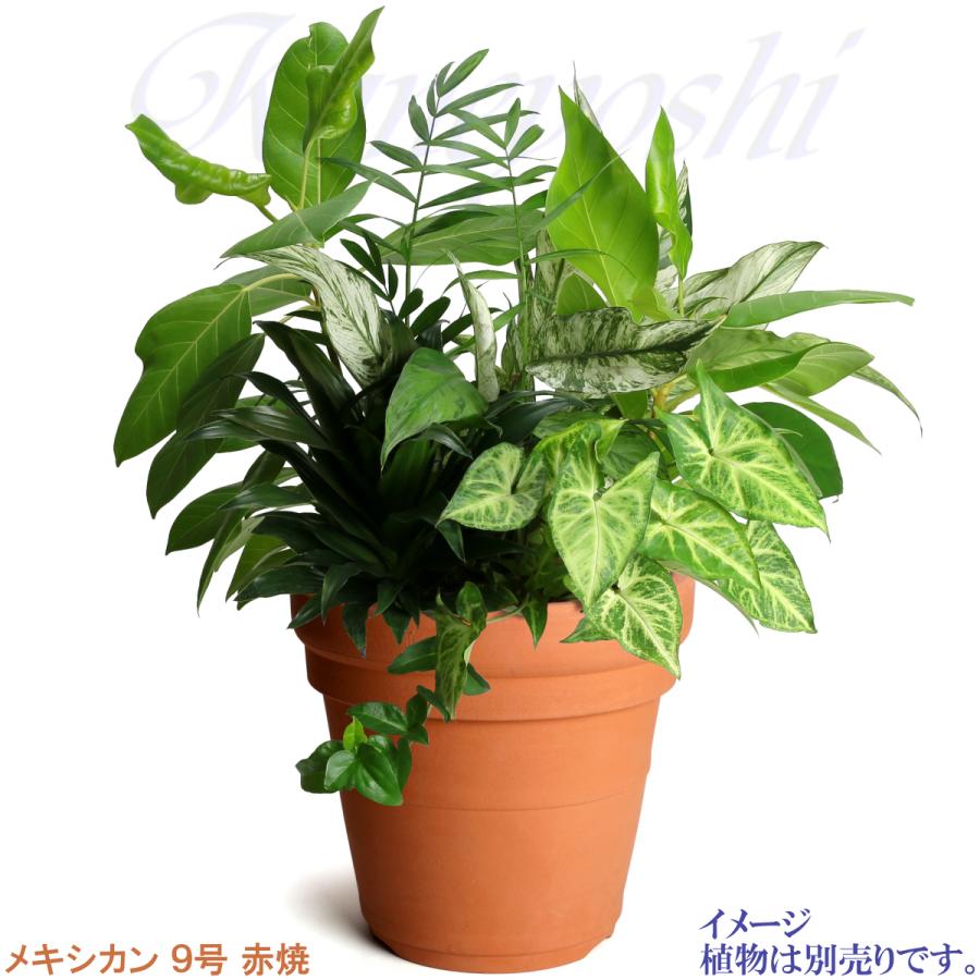 植木鉢 おしゃれ 安い 陶器 サイズ 28.5cm メキシカン ９号 赤焼 室内 屋外 レンガ 色 |  | 05