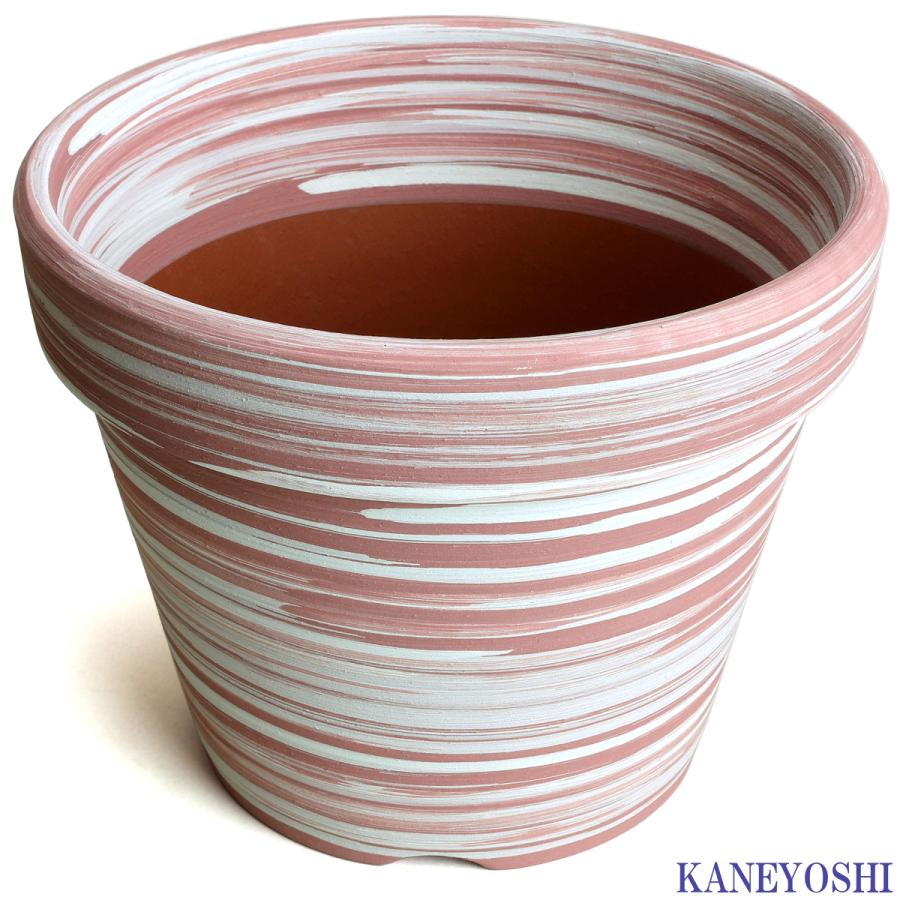 植木鉢 おしゃれ 安い 陶器 サイズ 25cm ふわりポット 8号  マーブルピンク　室内 屋外 桃 白 色 常滑焼 |  | 02