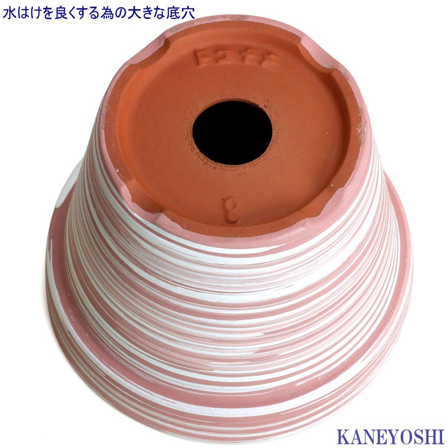 植木鉢 おしゃれ 安い 陶器 サイズ 25cm ふわりポット 8号  マーブルピンク　室内 屋外 桃 白 色 常滑焼 |  | 04