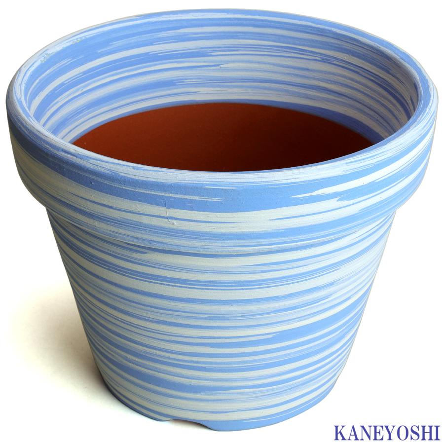 植木鉢 おしゃれ 安い 陶器 サイズ 25cm ふわりポット ８号  マーブルブルー　室内 屋外 白 色 常滑焼 |  | 02