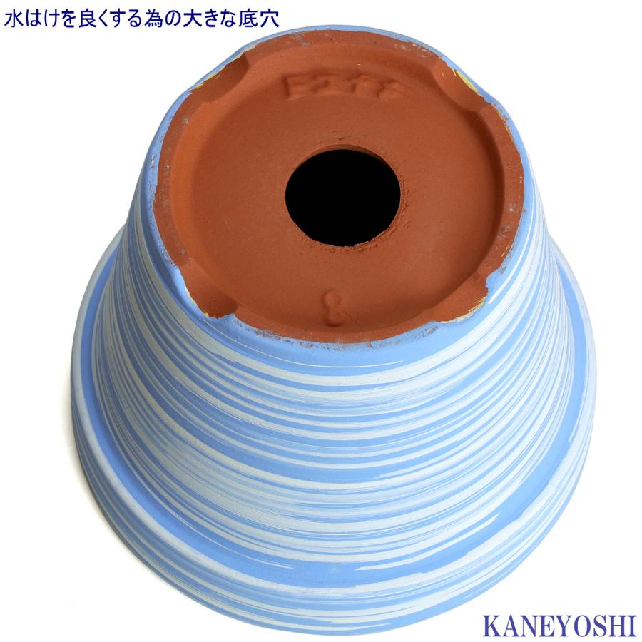 植木鉢 おしゃれ 安い 陶器 サイズ 25cm ふわりポット ８号  マーブルブルー　室内 屋外 白 色 常滑焼 |  | 04