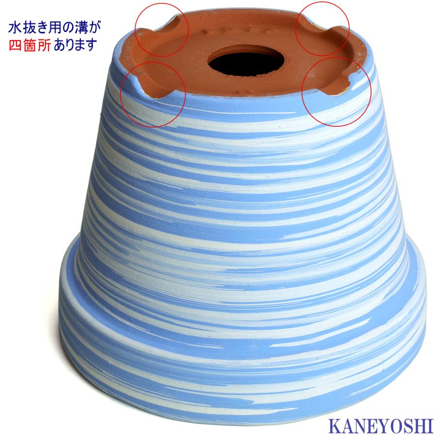 植木鉢 おしゃれ 安い 陶器 サイズ 25cm ふわりポット ８号  マーブルブルー　室内 屋外 白 色 常滑焼 |  | 05
