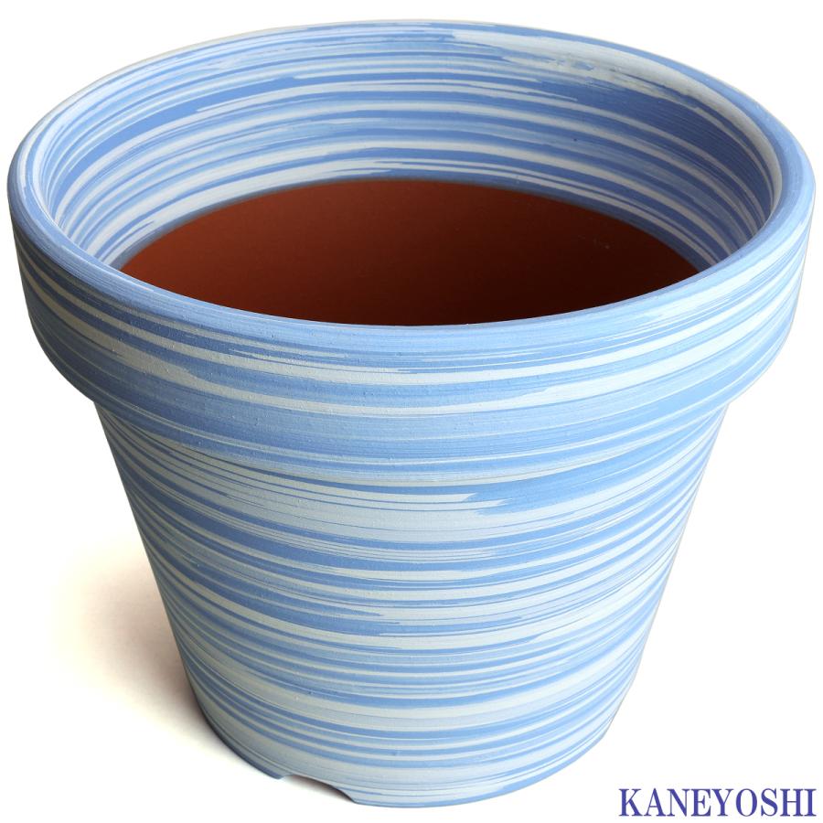 植木鉢 おしゃれ 安い 陶器 サイズ 31.5cm ふわりポット 10号  マーブルブルー　室内 屋外 白 色 常滑焼 |  | 02