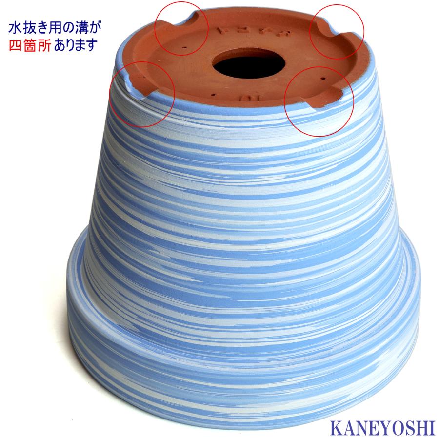 植木鉢 おしゃれ 安い 陶器 サイズ 31.5cm ふわりポット 10号  マーブルブルー　室内 屋外 白 色 常滑焼 |  | 05